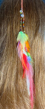 Load image into Gallery viewer, Feather Hair Xtension 72 Chained Crystals Seed Beads (10 Feathers)