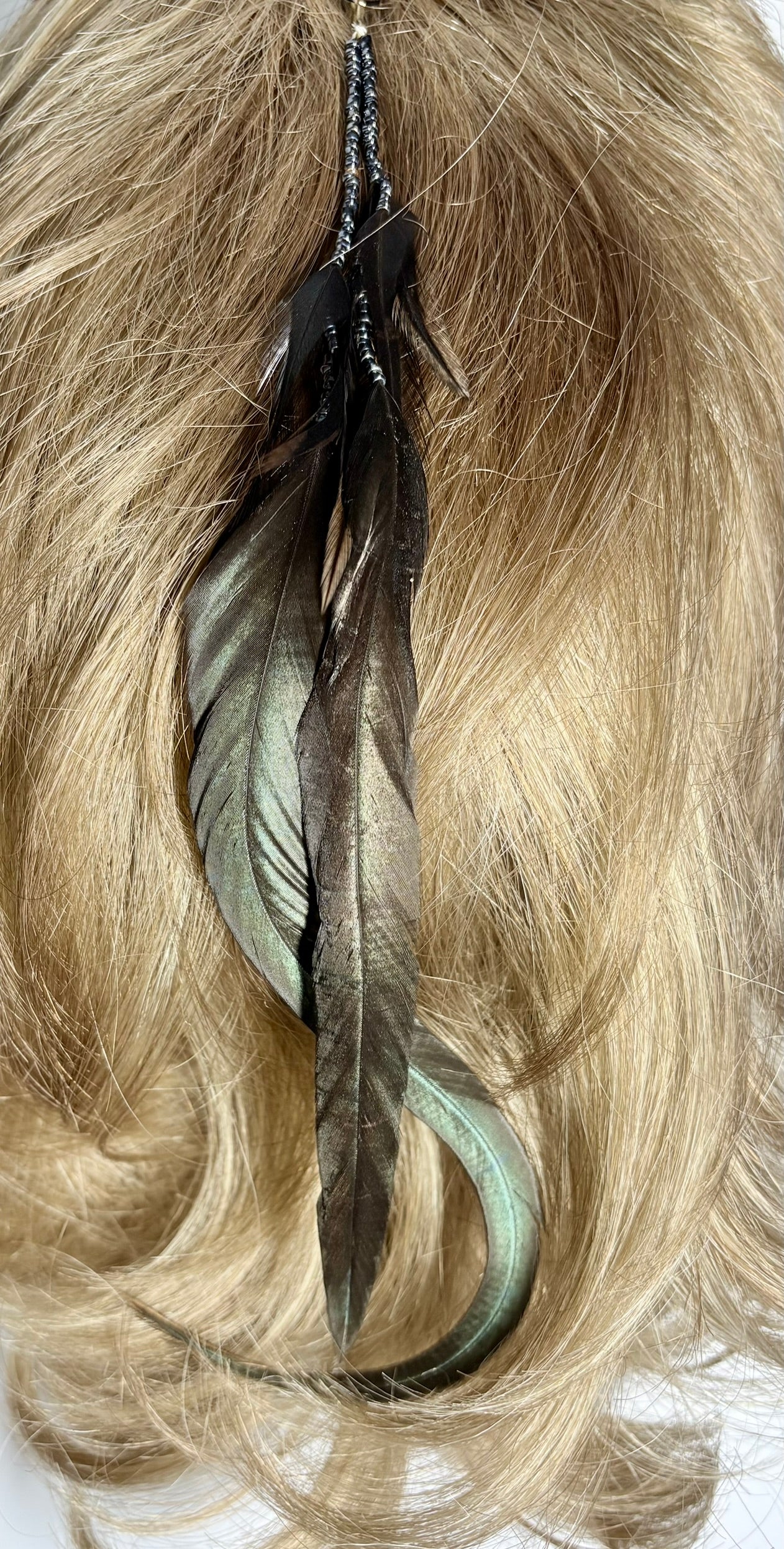 Feather Hair Xtension 73 Seed Beads (4 Feathers)