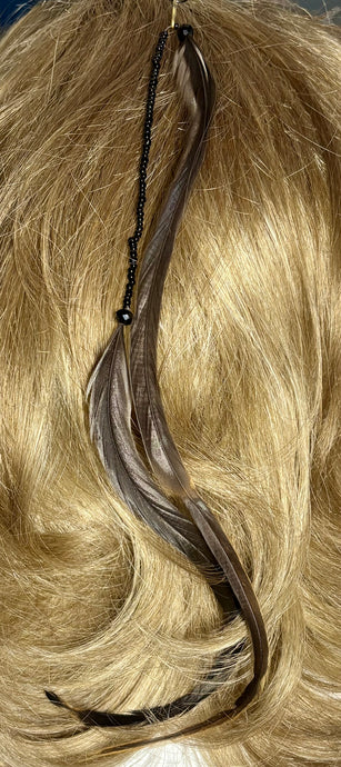 Feather Hair Xtension 74 Crystals Seed Beads (2 Feathers)