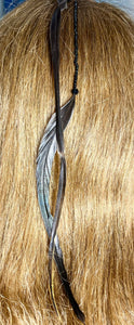 Feather Hair Xtension 74 Crystals Seed Beads (2 Feathers)