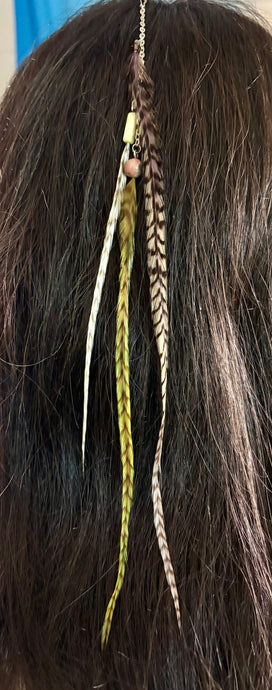 Feather Hair Xtension 75 Multiple Gemstone Chained (3 Feathers)