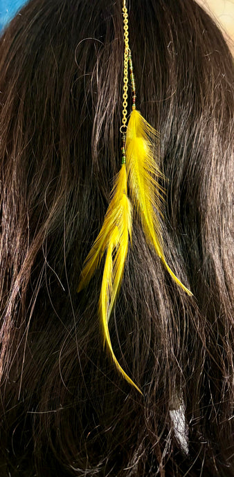 Feather Hair Xtension 77 Chained Seed Beads (5 Feathers)
