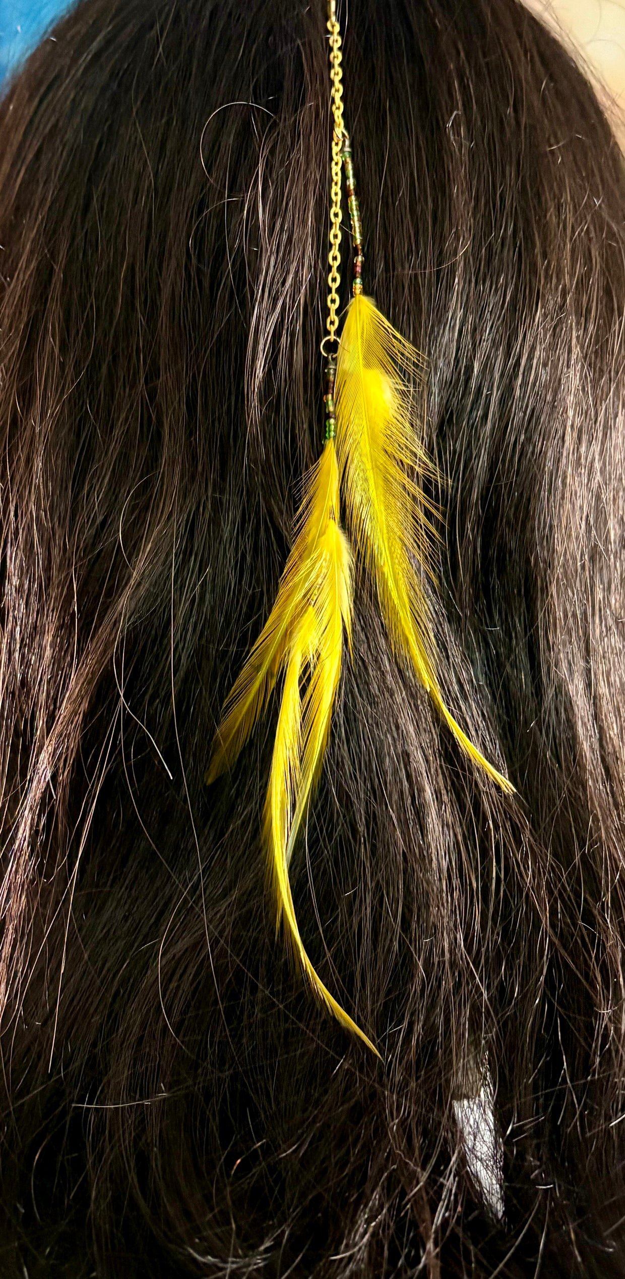Feather Hair Xtension 77 Chained Seed Beads (5 Feathers)