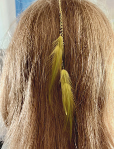 Feather Hair Xtension 77 Chained Seed Beads (5 Feathers)
