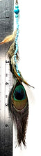 Load image into Gallery viewer, Feather Hair Xtension 78 Peacock Gemstone Seed Beads (5 Feathers)