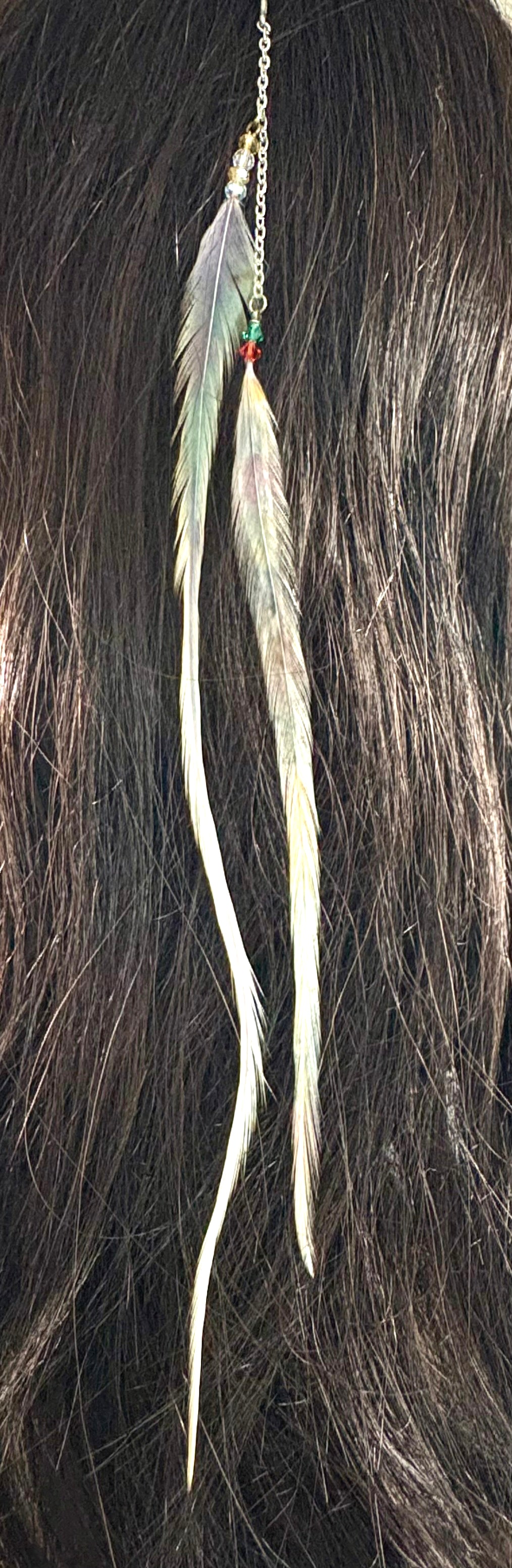 Feather Hair Xtension 79 Crystal Chained (2 Rainbow Feathers)