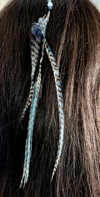 Feather Hair Xtension 80 Gemstones Crystal Chained (5 Feathers)