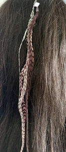 Feather Hair Xtension 84 Natural Beads Crystals Chained (4 Feathers)
