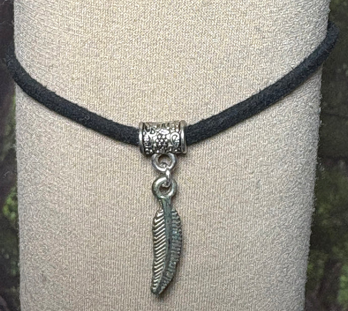 Charming POWER Arm BAND-IT Black Faux Suede Cord Feather (