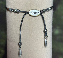 Load image into Gallery viewer, Charming Personal POWER Arm BAND-IT Black Faux Suede Cord Sparkling Dove (&quot;Love/Adventure&quot; Endings )