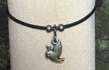 Load image into Gallery viewer, Charming Personal POWER Arm BAND-IT Black Faux Suede Cord Sparkling Dove (&quot;Love/Adventure&quot; Endings )