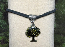 Load image into Gallery viewer, Charming Personal POWER Arm BAND-IT Black Faux Suede Cord Hand Painted Tree ( &quot;Love/Adventure&quot; Endings)