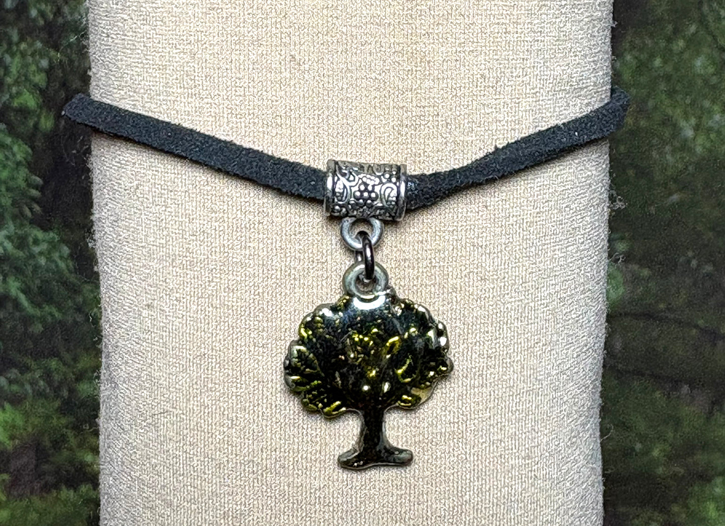 Charming Personal POWER Arm BAND-IT Black Faux Suede Cord Hand Painted Tree ( 