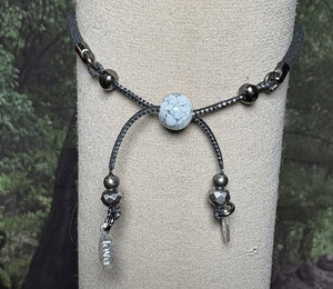 Charming Personal POWER Arm BAND-IT Black Faux Suede Cord Hand Painted Tree ( "Love/Adventure" Endings)