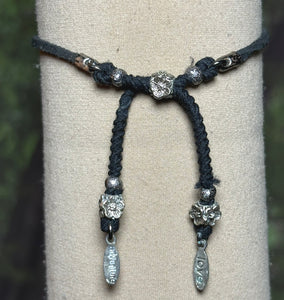 Charming POWER Arm BAND-IT Black Faux Suede Cord Sparkling "Peace" Bird in Flight (Endings: "Love/Adventure")