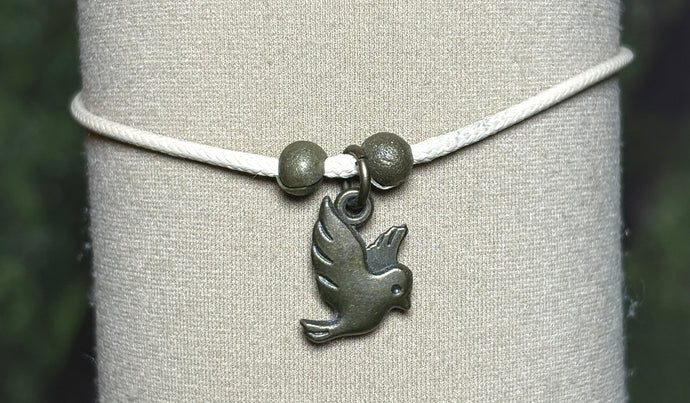 Charming POWER Arm BAND-IT Beige Cord Bronze Dove (Love/Adventure Ending)