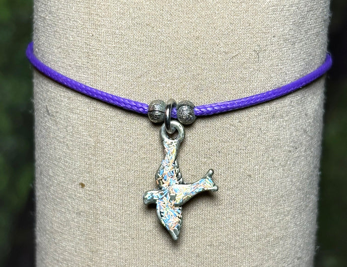 Charming POWER Arm BAND-IT Purple Cord Colorful Bird in Flight (Love/Adventure Endings)