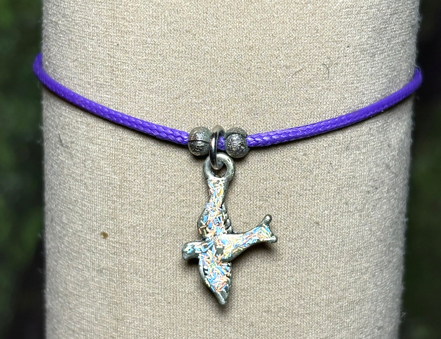 Charming Personal POWER Arm BAND-IT Purple Cord Colorful Bird in Flight (Love/Adventure Endings)