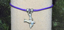 Load image into Gallery viewer, Charming Personal POWER Arm BAND-IT Purple Cord Colorful Bird in Flight (Love/Adventure Endings)