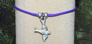 Charming Personal POWER Arm BAND-IT Purple Cord Colorful Bird in Flight (Love/Adventure Endings)