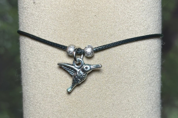 Charming POWER Arm BAND-IT Black Cord Love Hummingbird  (Made with Love Endings)