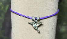 Load image into Gallery viewer, Charming Personal POWER Arm BAND-IT Purple Cord Colorful Peace Hummingbird (Love/Adventure Endings)
