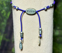 Load image into Gallery viewer, Charming Personal POWER Arm BAND-IT Purple Cord Colorful Peace Hummingbird (Love/Adventure Endings)
