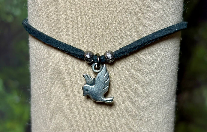 Charming POWER Arm BAND-IT Black Faux Suede Cord Peace Dove (Made with Love Endings)