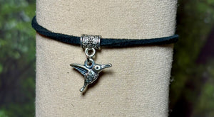 Charming POWER Arm BAND-IT Black Faux Suede Cord Hummingbird (Love/Adventure Endings)