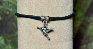 Charming POWER Arm BAND-IT Black Faux Suede Cord Hummingbird (Love/Adventure Endings)
