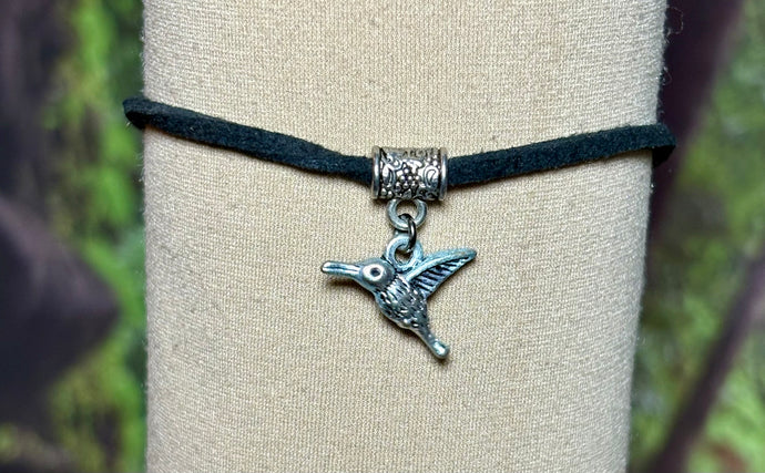 Charming POWER Arm BAND-IT Black Faux Suede Cord Hummingbird (Made with Love Endings)