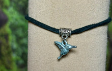 Load image into Gallery viewer, Charming POWER Arm BAND-IT Black Faux Suede Cord Hummingbird (Made with Love Endings)