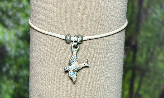 Charming POWER Arm BAND-IT Beige Cord JOY Bird in Flight (Love/Adventure Endings)