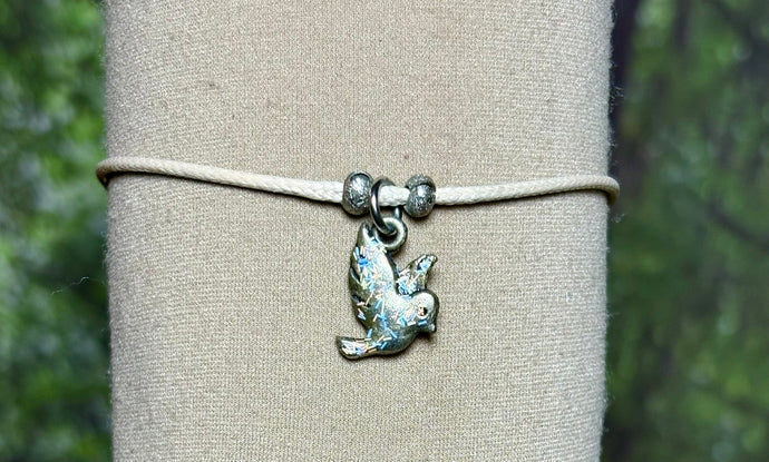 Charming POWER Arm BAND-IT Beige Cord Colorful LOVE Dove (Made with Love Endings)