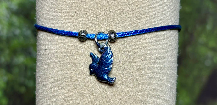 Charming POWER Arm BAND-IT Blue Cord Blue Peace Dove (Love/Adventure Endings)