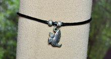 Load image into Gallery viewer, Charming POWER Arm BAND-IT Black Faux Suede Cord LOVE Dove (Love/Adventure Endings)
