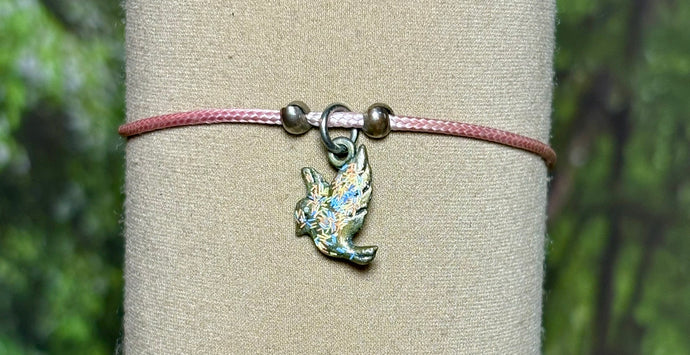 Charming POWER Arm BAND-IT Light Pink Cord Colorful Dove (Made with Love Endings)