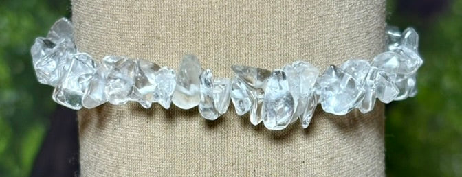 Gemstone POWER Arm/Ankle BAND-IT 14 Clear Quartz Chips