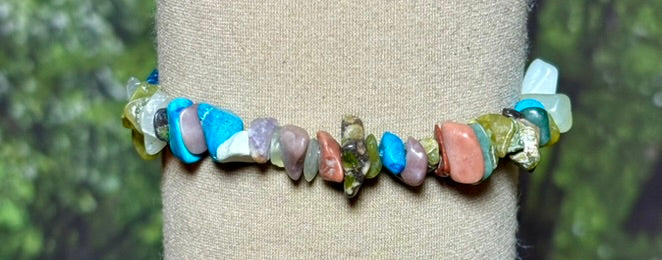 Gemstone POWER Arm/Ankle  BAND-IT 2 Multi Gemstone Chips