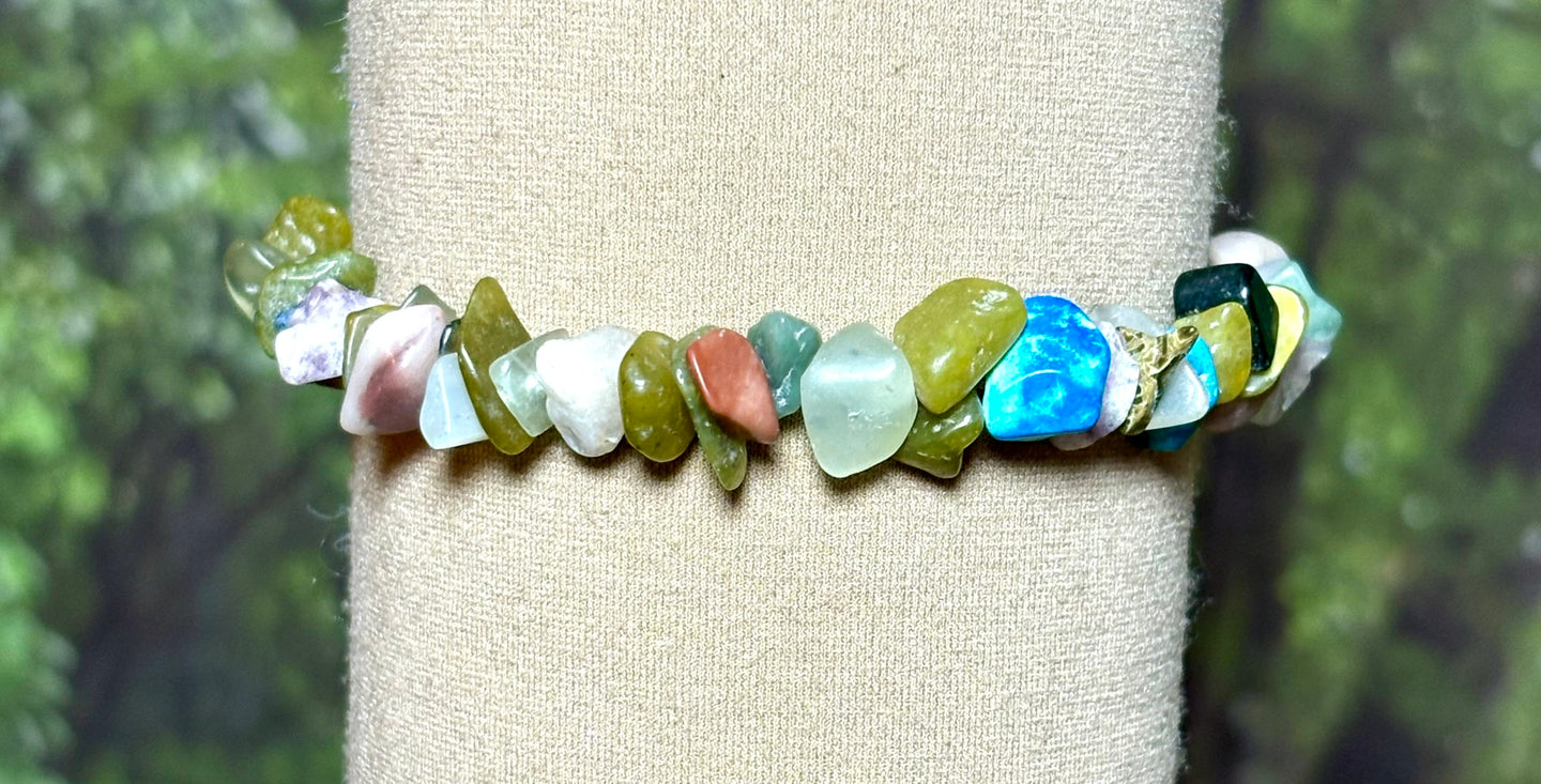 Gemstone POWER Arm/Ankle BAND-IT 1 Multi Gemstone Chips