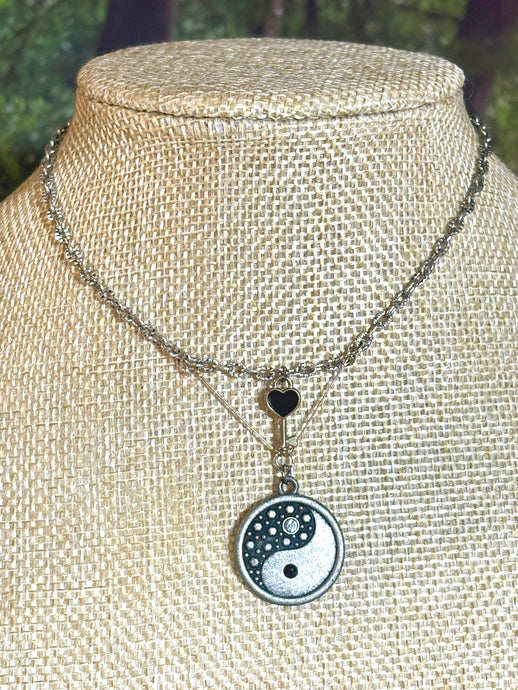 BAND-IT SilverTone Key Arched Yin Yang
