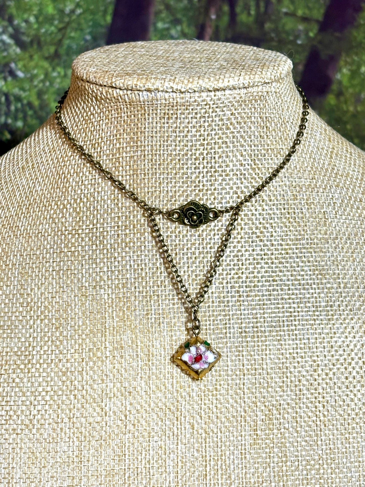 BAND-IT Bronze Flower & Diamond Cloisonné