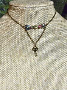 BAND-IT Bronze Key & LOVE Crystal Butterfly/Cloisonné Arch