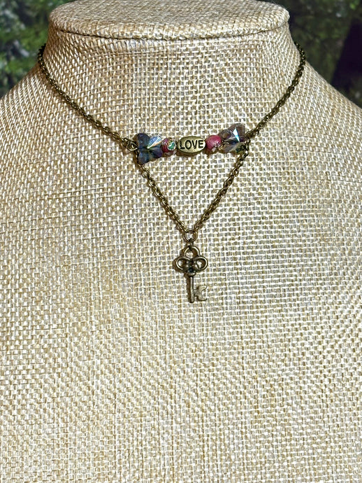 BAND-IT Bronze Key & LOVE Crystal Butterfly/Cloisonné Arch