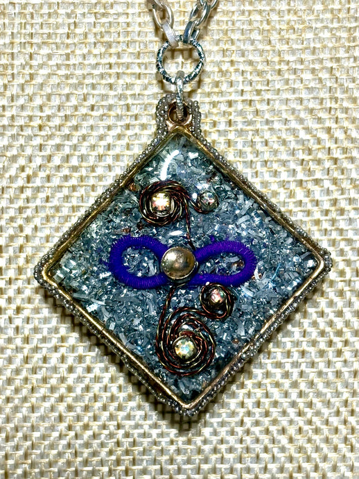 Orgonic POWER BAND-IT Bronze Chain Hand Crafted Reversible Orgonic Diamond Infinity Magnetic Crystal Coils