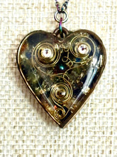Load image into Gallery viewer, Orgonic POWER BAND-IT Bronze Chain Hand Crafted Reversible Orgonic Heart Magnetic Crystal Coils