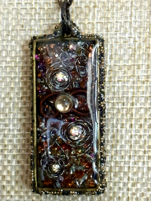 Orgonic POWER BAND-IT Bronze Chain Hand Crafted Reversible Orgonic Infinity Doorway Magnetic Crystal Coils
