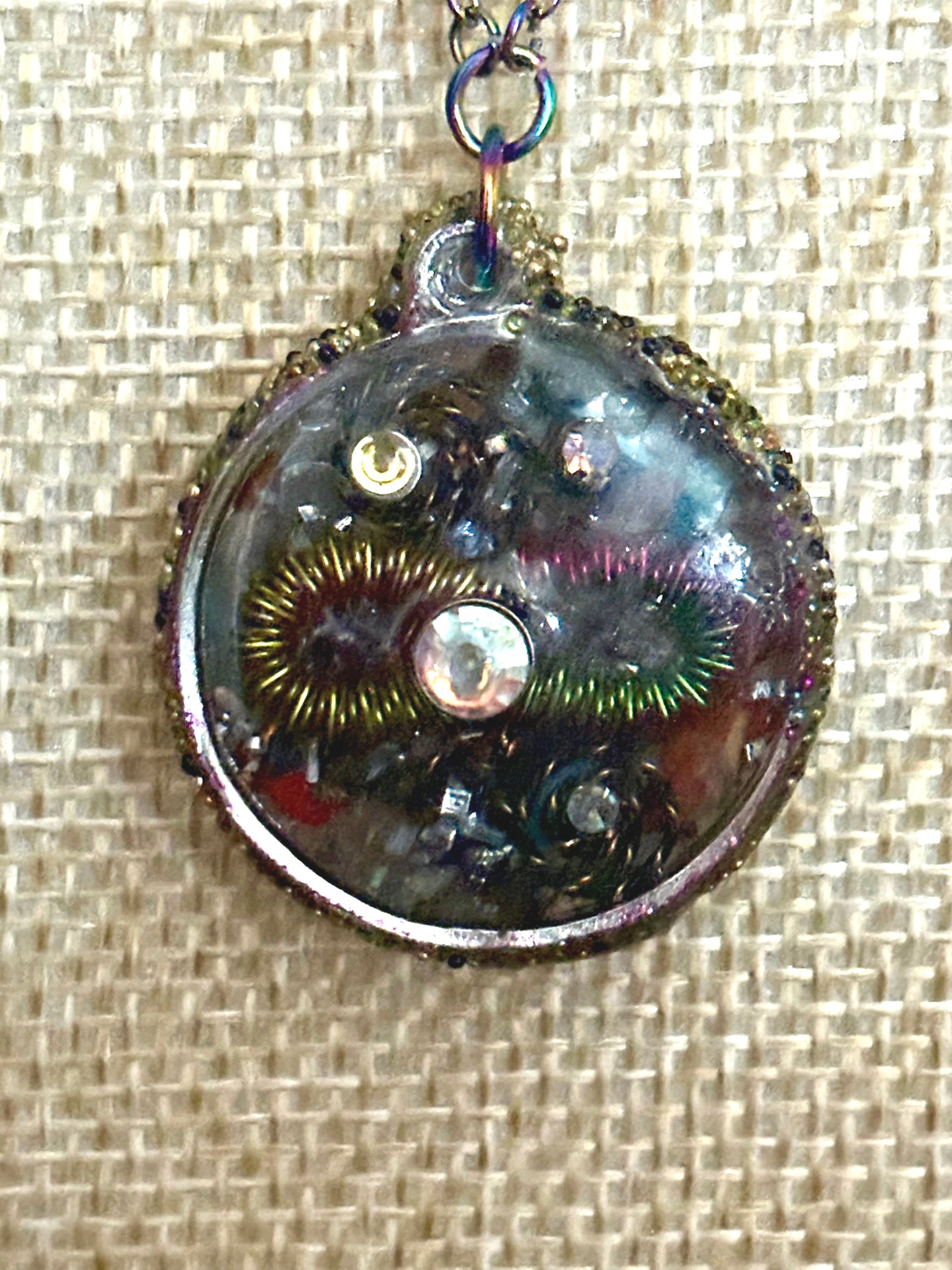 Orgonic POWER BAND-IT Rainbow Stainless Chain Hand Crafted Reversible Orgonic Infinity Sphere Magnetic Crystal Coils