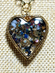 Orgonic POWER BAND-IT Gold Tone Chain Hand Crafted Reversible Orgonic Heart Magnetic Crystal Coils