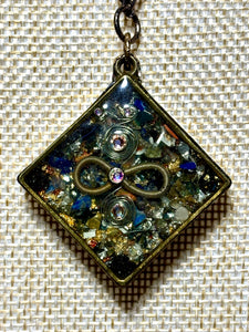 Orgonic POWER BAND-IT Bronze Chain Hand Crafted Reversible Orgonic Infinity Diamond Magnetic Crystal Coils